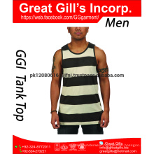 Custom Brand Printing Fitness Tank Top, 100% Cotton Man GYM Tank Top